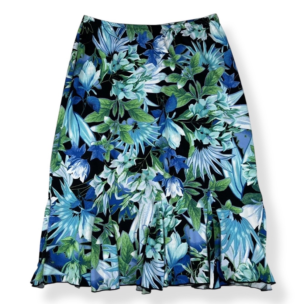 Kim Rogers Skirt Womens Size S Ruffle Hem Blue Elastic Hem